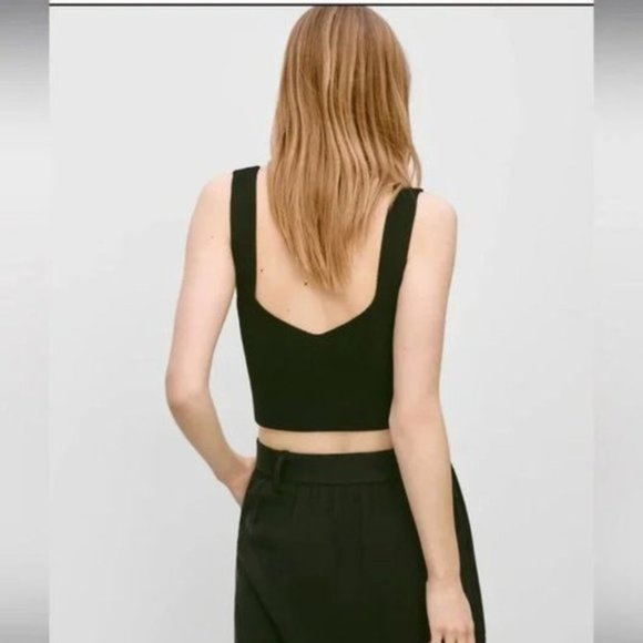 Aritzia Wilfred Knit Sweater Tank top Cropped Camisole in Navy Blue, siz… - Picture 2 of 10